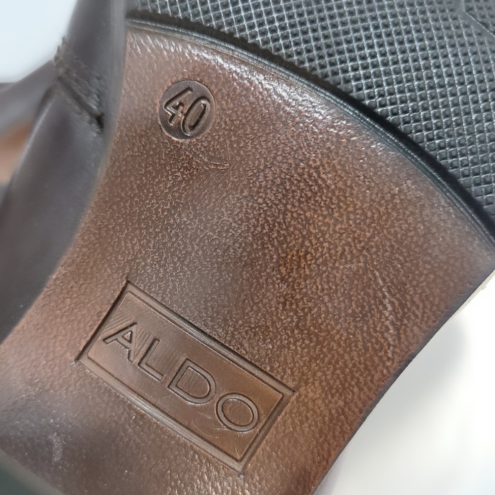 Aldo Tall Heeled Riding Boots Leather Zip 9.5 - Picture 11 of 12